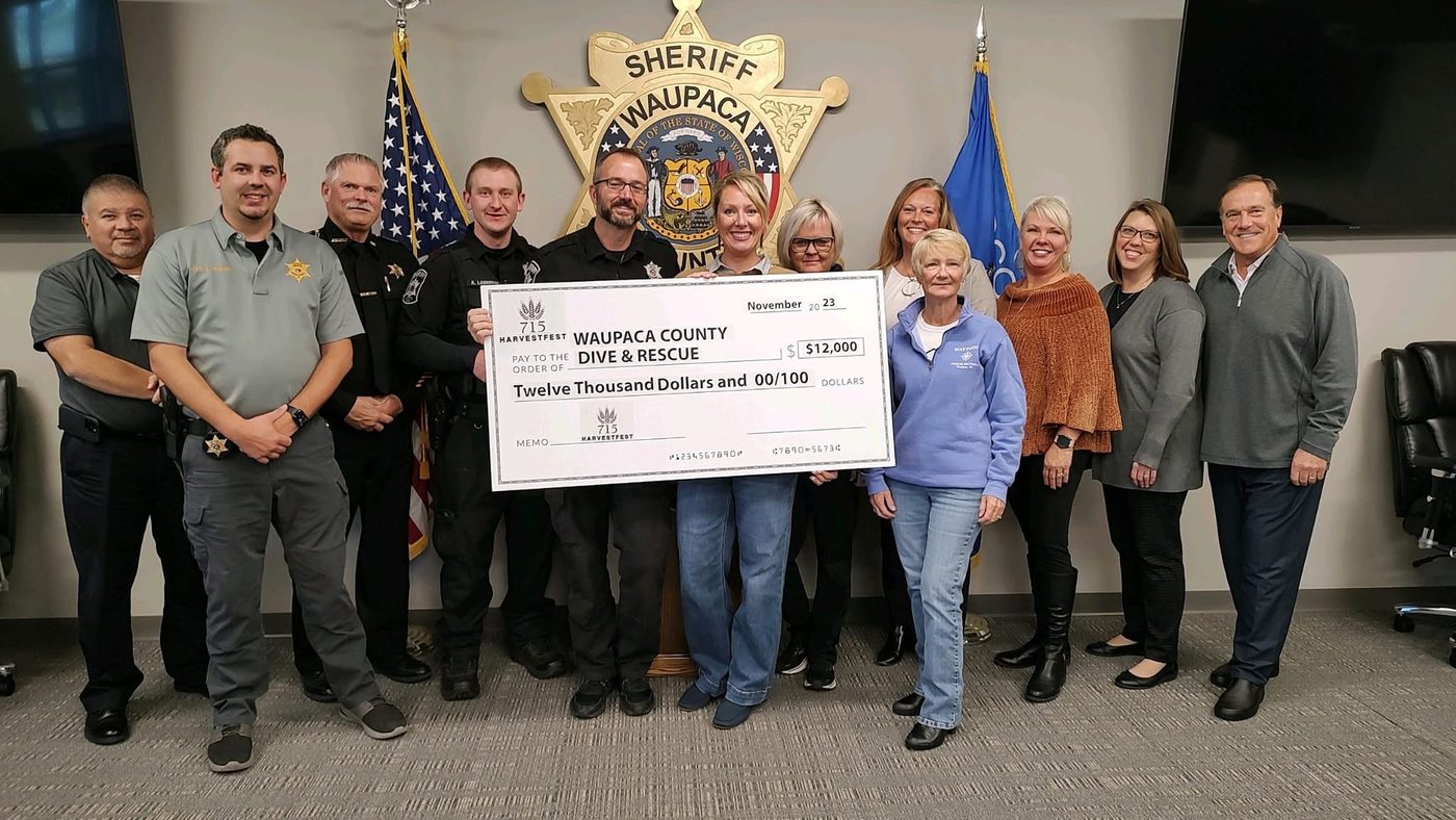 $12,000 donation check presented to Waupaca County Dive & Rescue