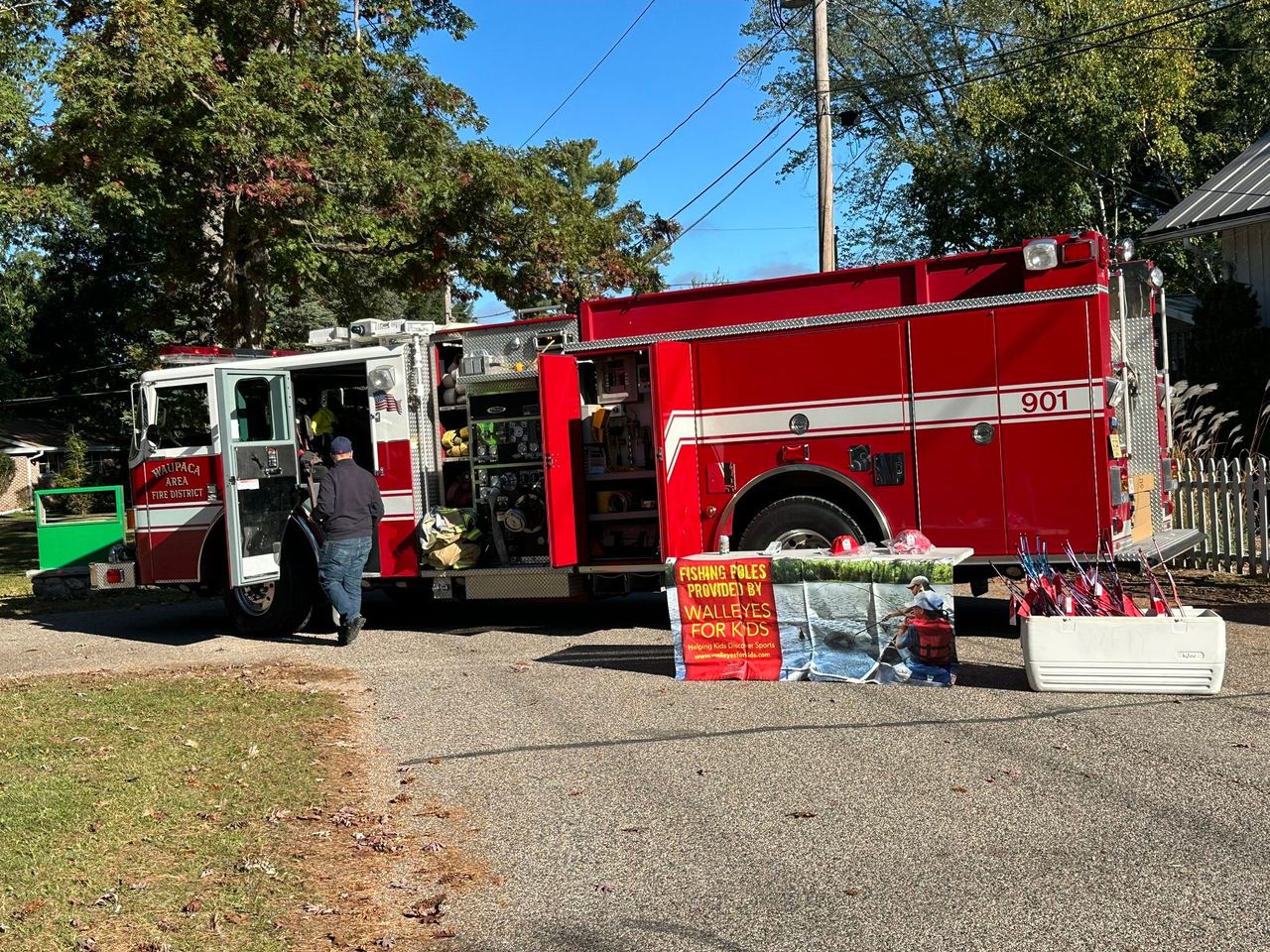 Waupaca Fire Department fire truck on display for kids to tour