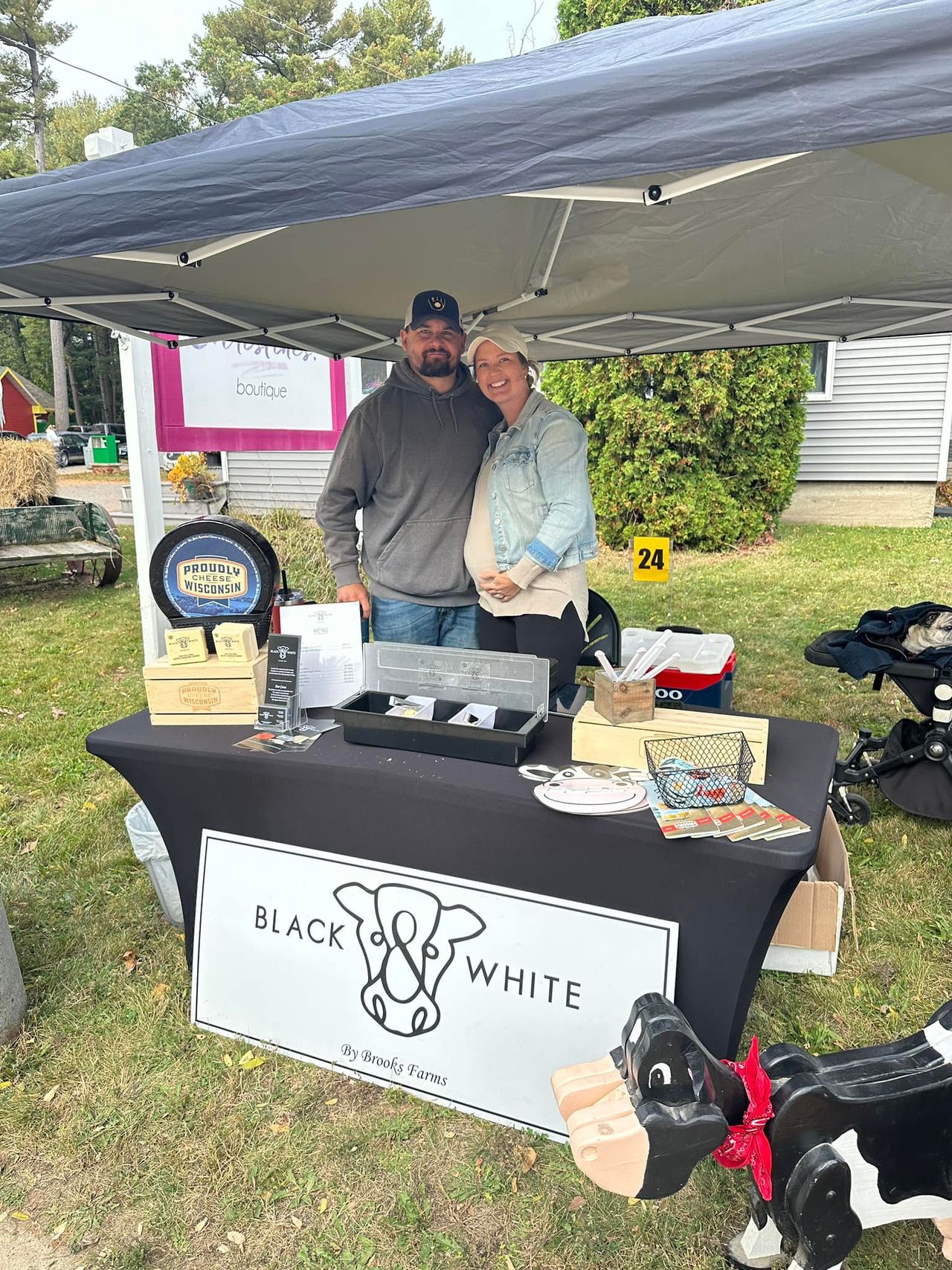 Grilling up barbecue at a 715 Harvest Fest food booth